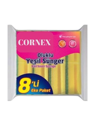 Cornex Bulaşık Süngeri Yeşil Oluklu 8'Li 
