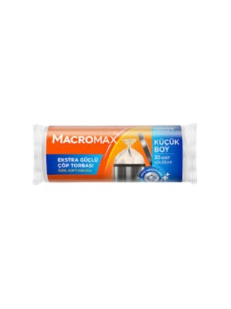 Macromax Extra Güçlü Çöp Torbası Küçük Boy 40x50 30'lu